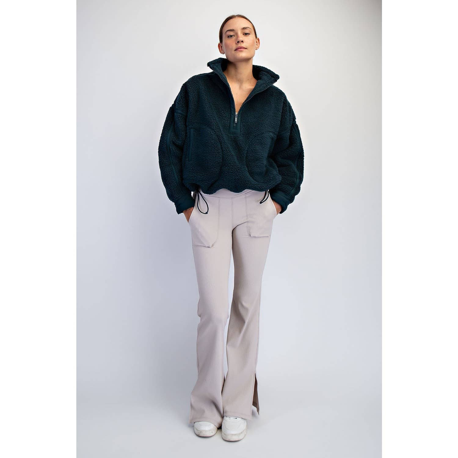 Rae Mode - Wholesale Jacket - Women's - SHERPA MOCK NECK QUARTER ZIP JACKET23