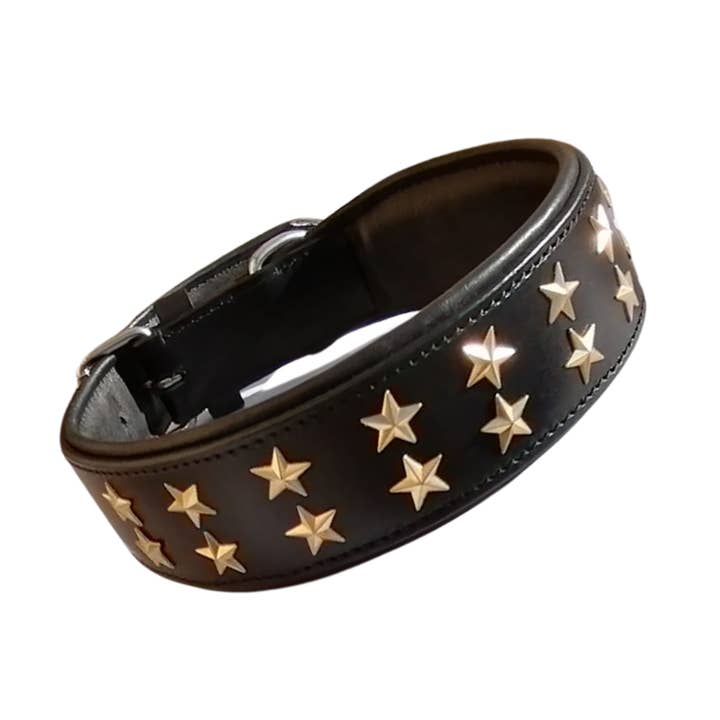 Ægte Læder Hundehalsbånd – Punk Stil med Nitter – Størrelse XL 5cm Bred | IULIUS for engroshandel hos Iulius