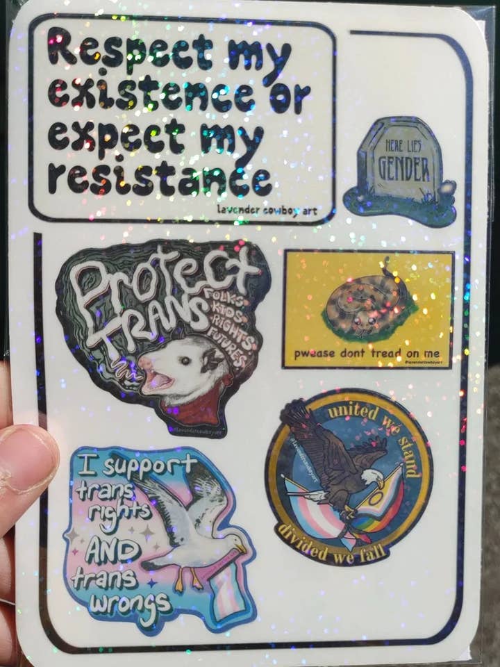 Respect my existence or expect my resistance sticker sheet for wholesale by Lavender Cowboy Art