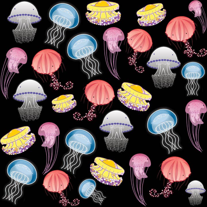 Jellyfishes Of The Mediterranean Sea Illustration Poster for wholesale by Tostoini