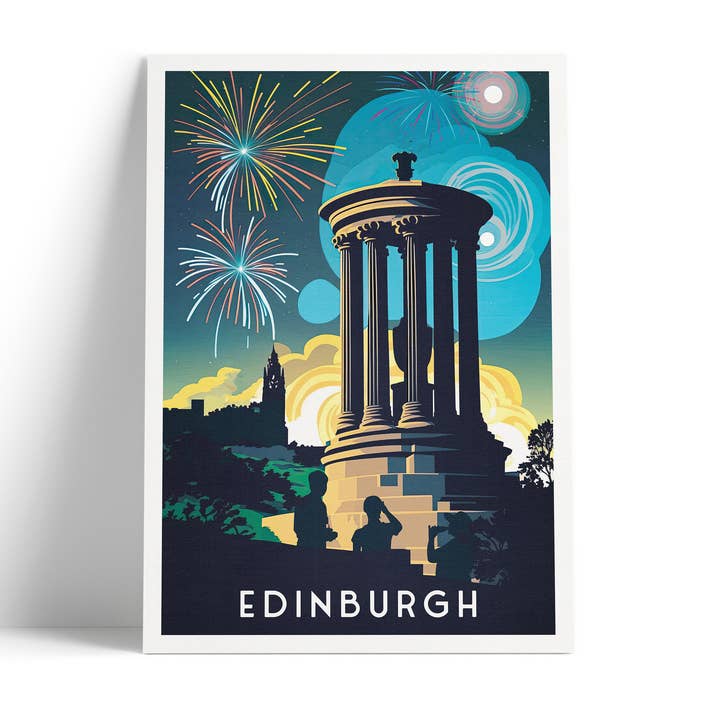 Calton Hill Print - Edinburgh Hogmanay Poster for wholesale by Printagonist