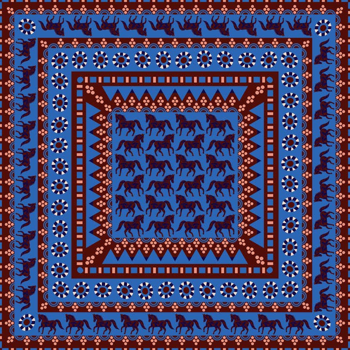 Horses Silk Scarf for wholesale by Mur by Ayca