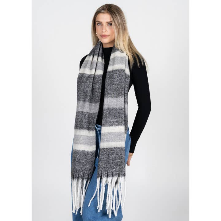 C'est Moi Clothing Co - Wholesale Scarf - Women's - Stripe Pattern Blanket Scarf- CESCB2337