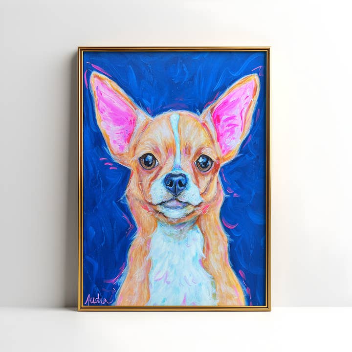 Audra Style - Wholesale Art Print - Chihuahua Dog Art Print, Pet Art, Maximalist Art, Dopamine Decor, Trendy Colorful Wall Poster