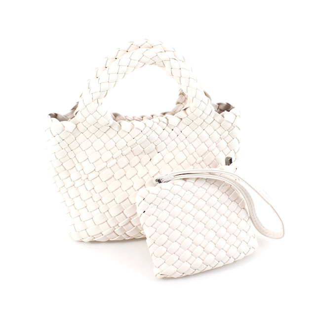 Pretty Persuasions - Wholesale Tote Bag - Women's - P24012 Small Woven Tote Crossbody Bag w/Cosmetic Pouch20