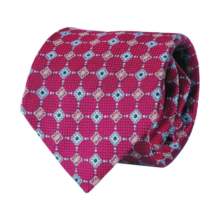 Handmade Florals Italian Silk Classic Tie - Red for wholesale by COCHIC