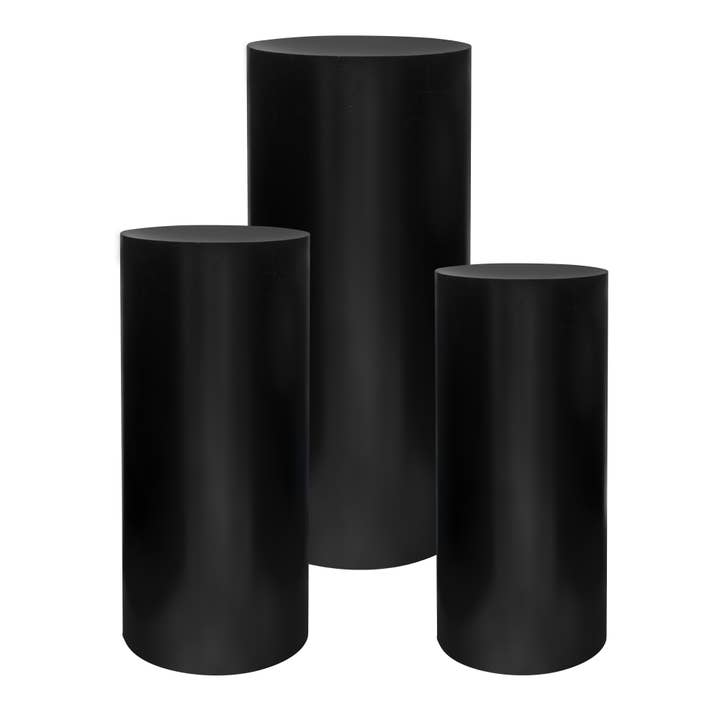 Portofino International Trading, USA - Wholesale Retailer Display Stand/Case - Metal Cylinder Pedestals Display 3pc/set - Matte Black