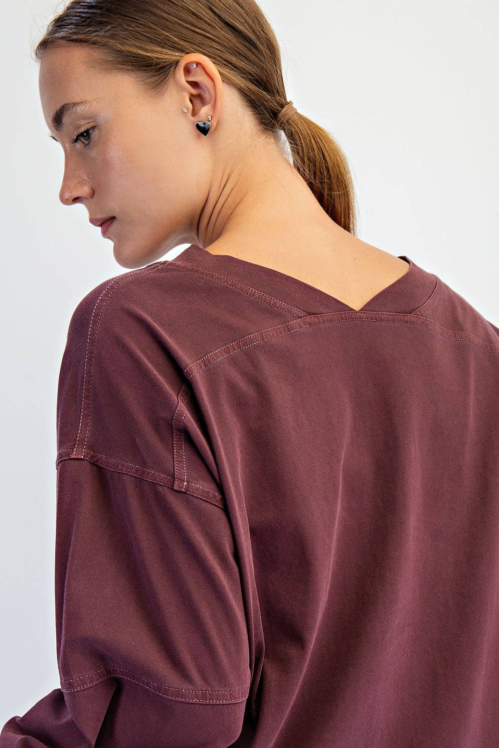 Rae Mode - Wholesale Lounge Top - Women's - PIGMENT WASHED COTTON V-NECK TOP18