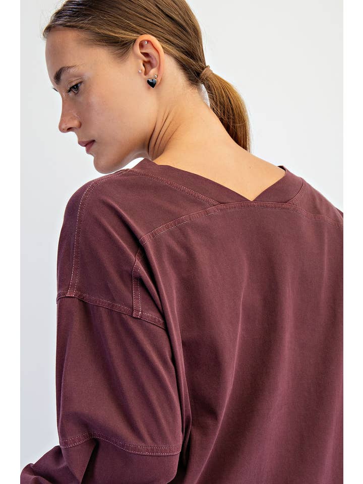Rae Mode - Wholesale Lounge Top - Women's - PIGMENT WASHED COTTON V-NECK TOP18