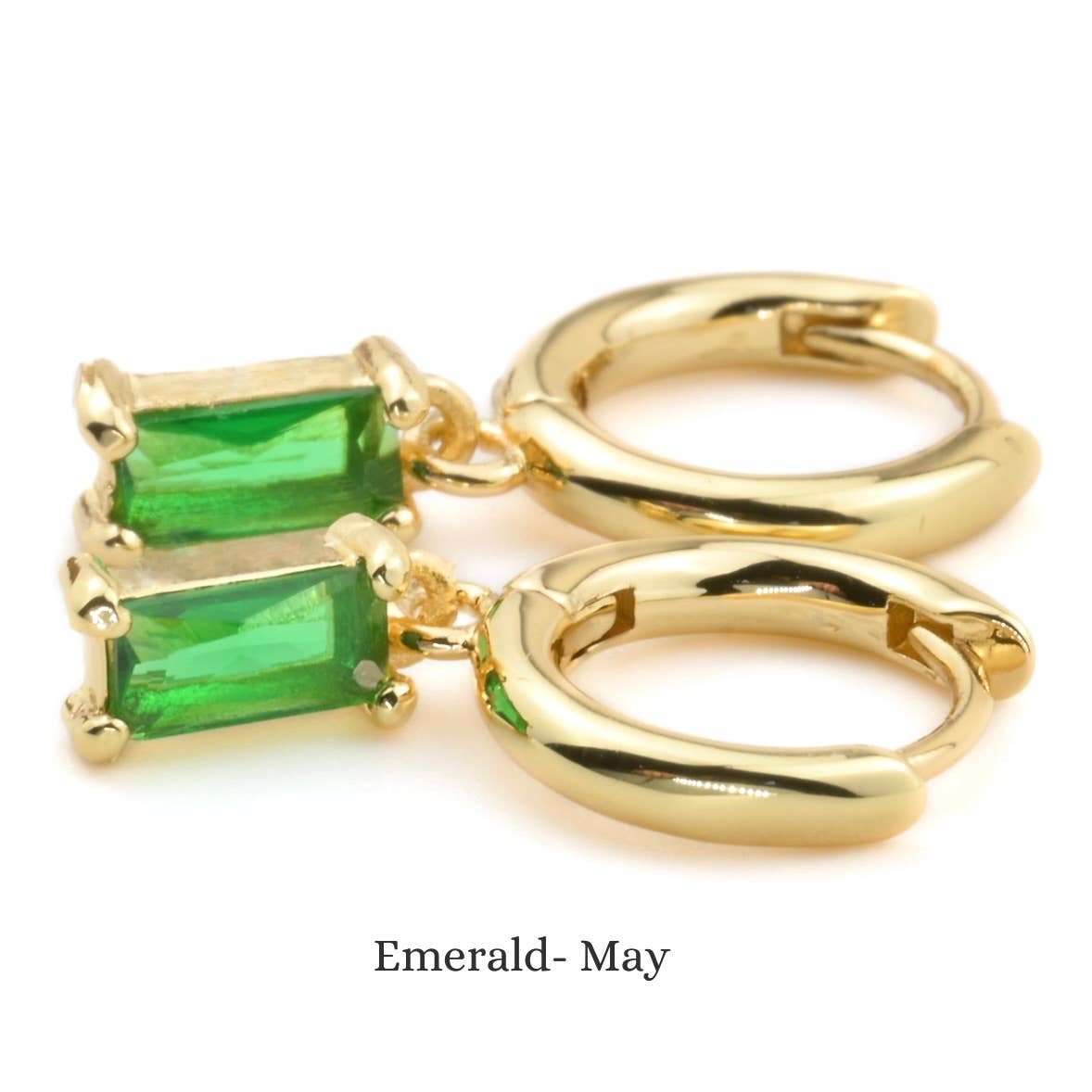 Blueyejewelry - Wholesale Huggie Earrings - Baguette Birthstone Hoops - Rectangle Stone Hoop Earrings12