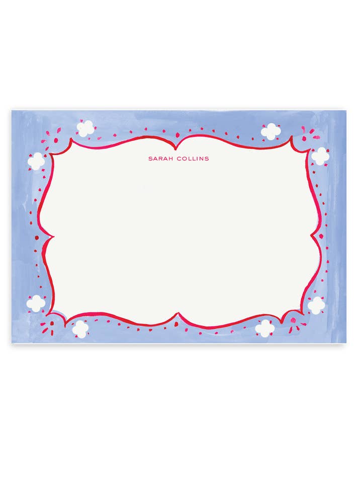 Cottage Border Stationery Set - Cherry and Blue Blank for wholesale by Sarah Writes In Ink