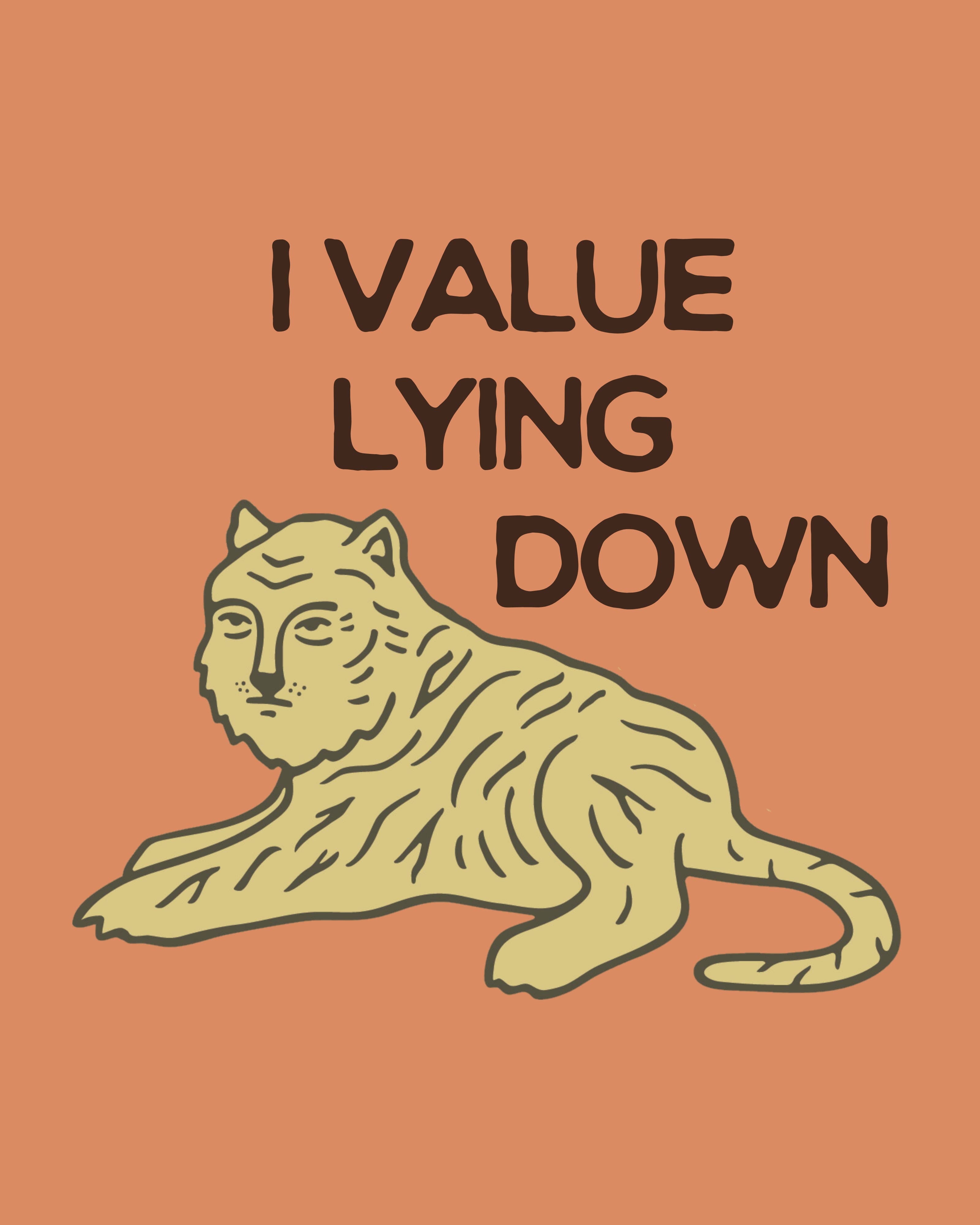 Brass Earth - Wholesale Art Print - Lying Down Tiger Print 8x10