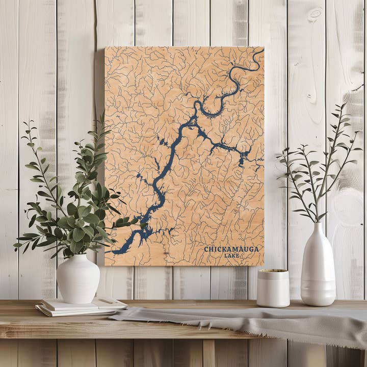 Chickamauga Lake Tennessee Custom Lake Map for wholesale by Benoit's Design Co.