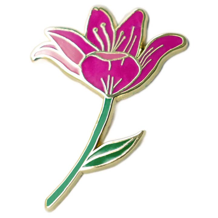 Happily Plants - Venta al por mayor Botón/prendedor - Alfiler de solapa con forma de flor de lirio rosa de HAPPY PLANTS, regalo para plantas de jardín