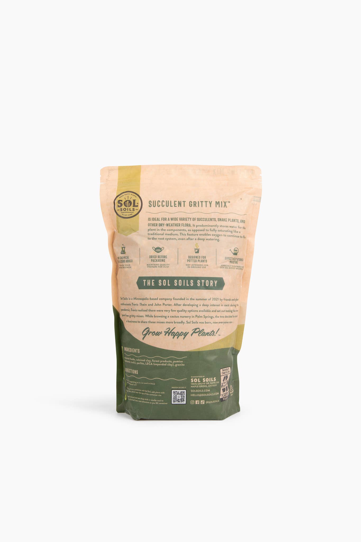 Sol Soils - Vente Terreau de plantation/rempotage - Mélange Gritty pour Succulentes (Sans Terre) 2Qt2