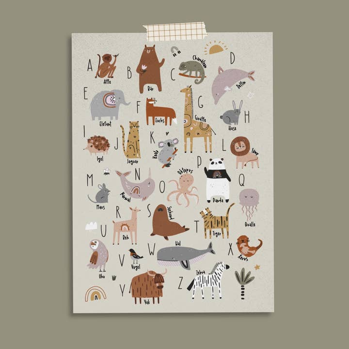ABC Card Animals for wholesale by Modern Kids Art