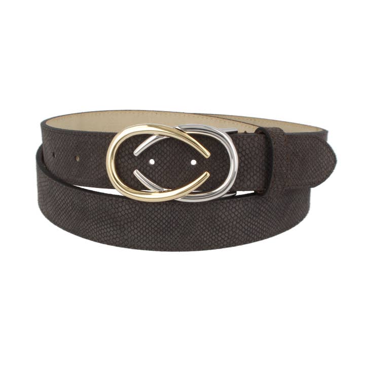 Saluto donkerbruine leren riem met reliëf voor dames voor wholesale door MGM Design e.K.