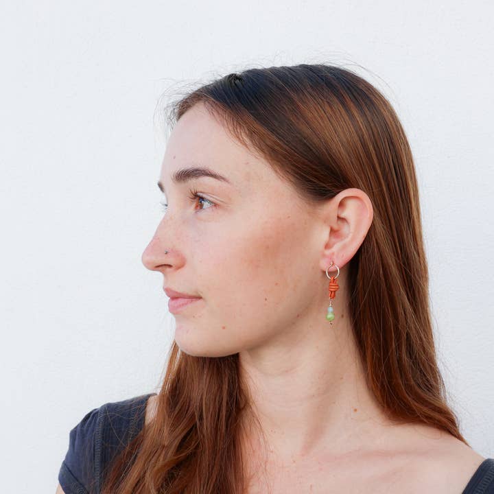 The Stitch Alliance - Wholesale Dangle Earrings - Peridot & Aquamarine Bead Earrings / 14k Gold Fill / Leather1