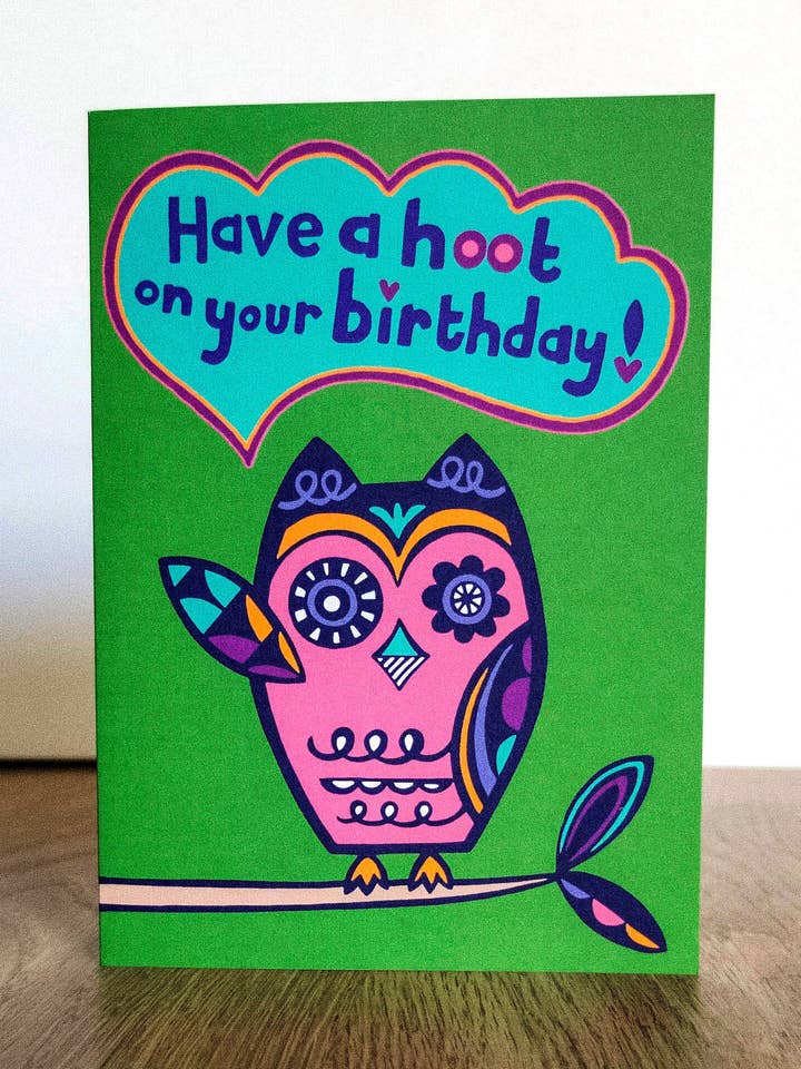 Carte d'anniversaire hibou pour la vente par Lunar Apple
