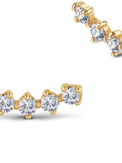 5 CZ Ear Climber -stud-Earring- Steel- for wholesale by HoopLa