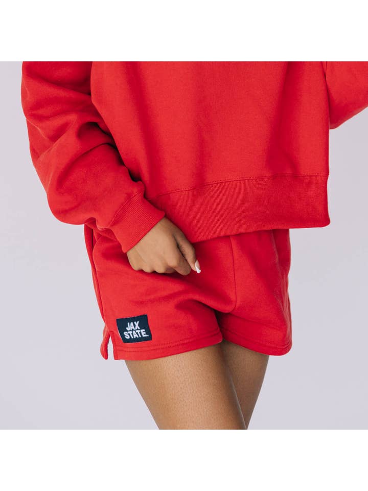 The Becca Shorts Red | Jax State Woven Label for wholesale on Faire