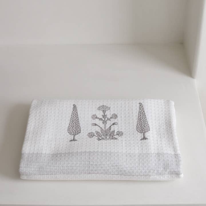 Marigold Bath Towel | Block Printed for wholesale by Ji | The Atelier