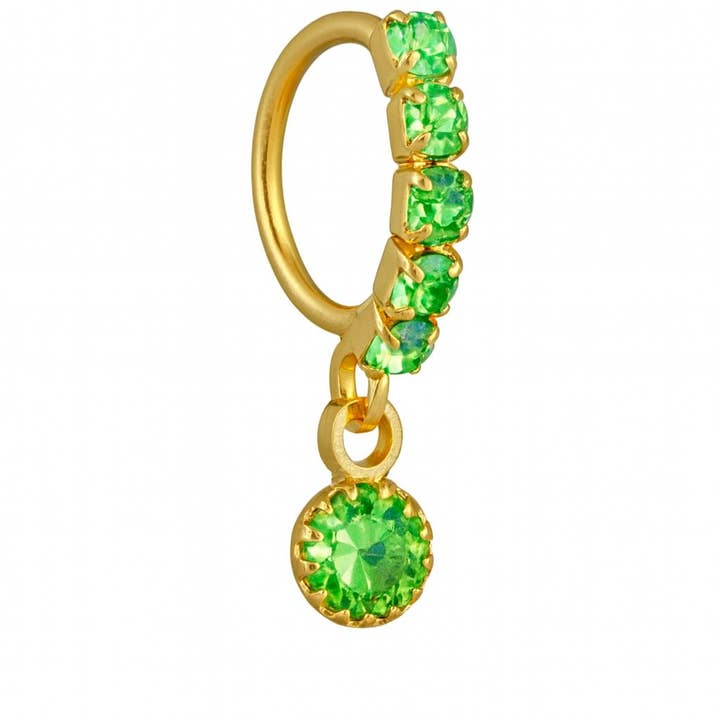 Groene 5 Stenen Grote Edelsteen Hangende Gouden Neusring Voor een Gepiercete Neus voor wholesale door Ava’s Accessory Box