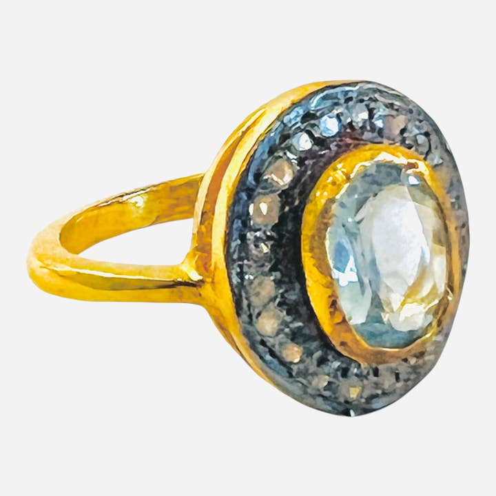 Blue Topaz & Diamond Gold Ring for wholesale by Sissy Yates Designs