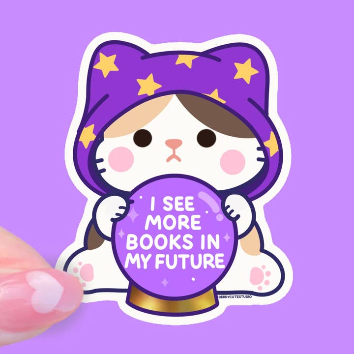 Je vois plus de livres dans mon avenir - Autocollant en vinyle résistant aux intempéries pour la vente par BerryCuteStudio