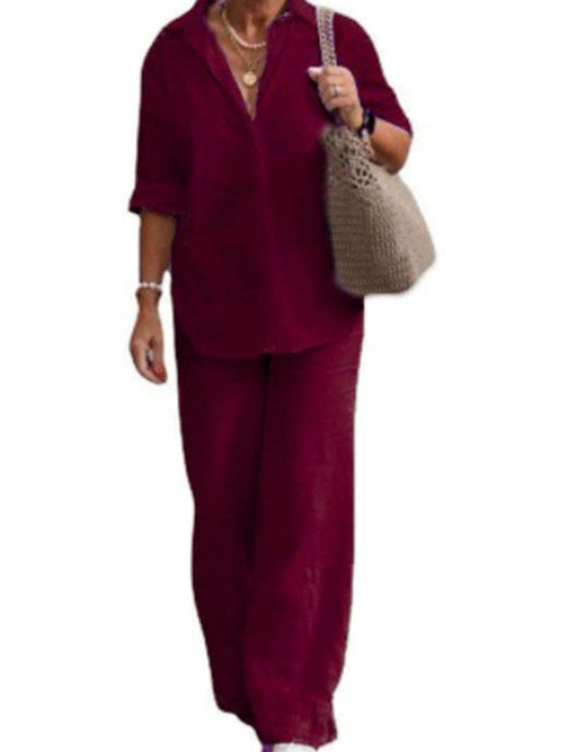 safistyle - Wholesale Top & Pant Set (NOT Loungewear) - Women's - Long-Sleeve Shirt and Wide-Leg Pants Set6