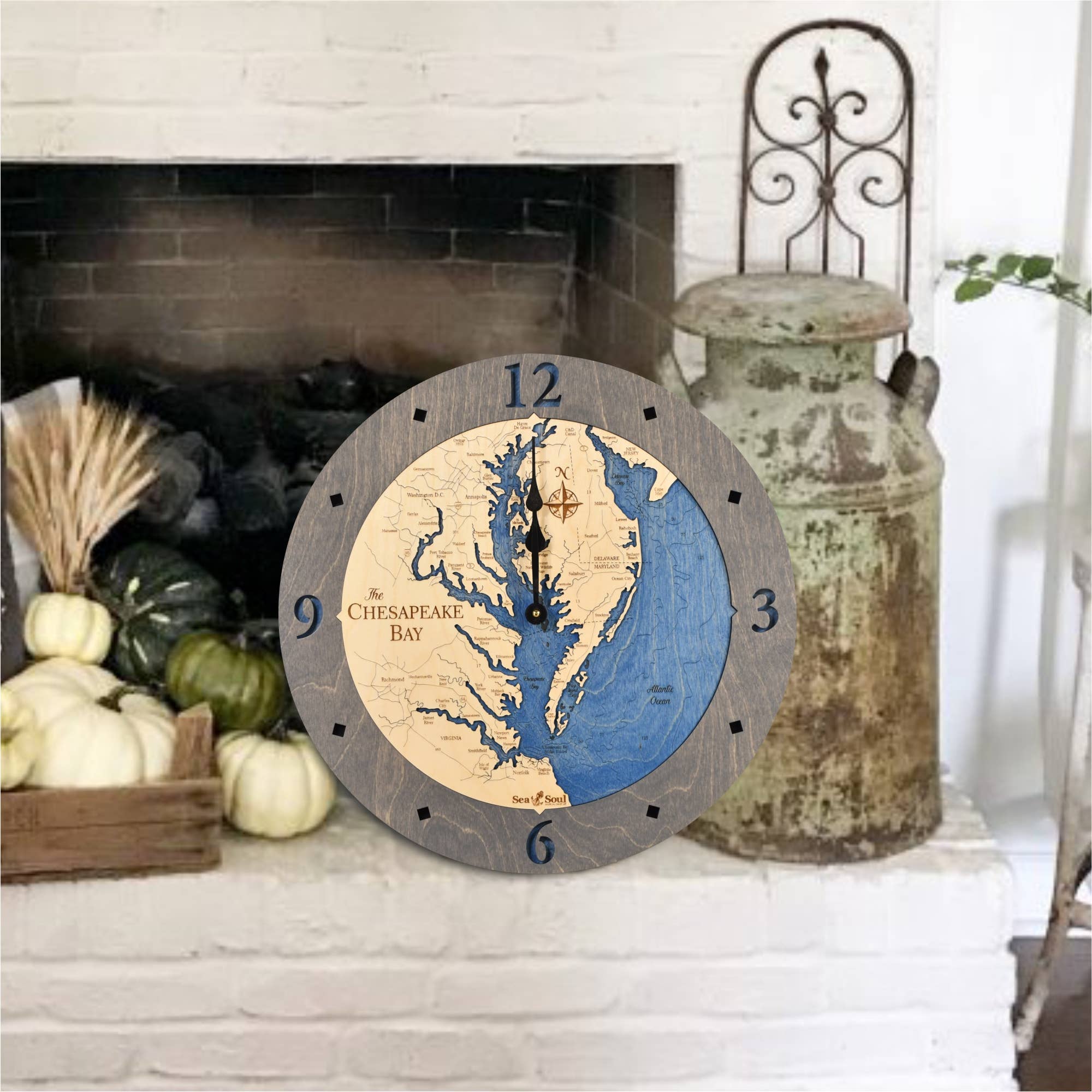 Sea & Soul Nautical Chart Art – wholesale Karta – Chesapeake Bay Topografiska nautisk 3D trä karta heminredning12