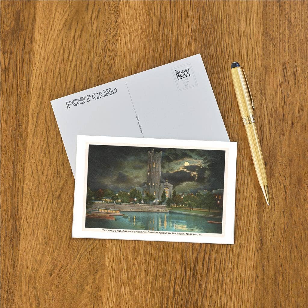 Found Image Press - Wholesale Postcard - Postcard VA-34 Moon over Episcopal Church, Norfolk1