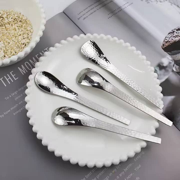 Sostraw & SmartThings - Wholesale Table spoon (cutlery) - Hammered Spoon - 2 shapes - 4 colors - Coffee, Tea, Desserts1