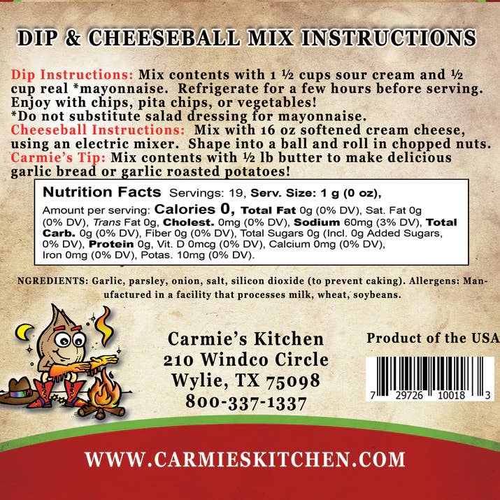 Carmie's Kitchen - Wholesale Dip - Roasted Garlic Dip Mix2