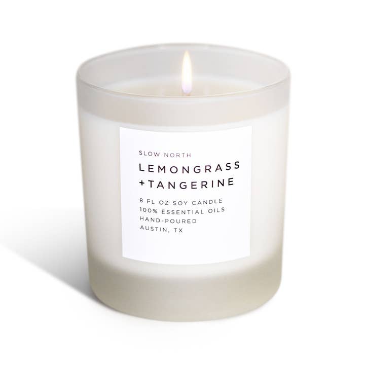 Slow North - Vente Bougie en bocal - Citronnelle + Mandarine - Bougie Non-Toxique, Huiles Essentielles