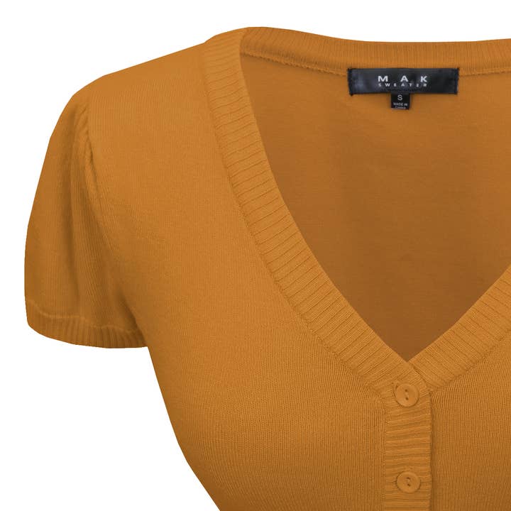 Mak - Vente Cardigan – femme - Cardigan boléro court à manches courtes bouffantes et col en V HB213772