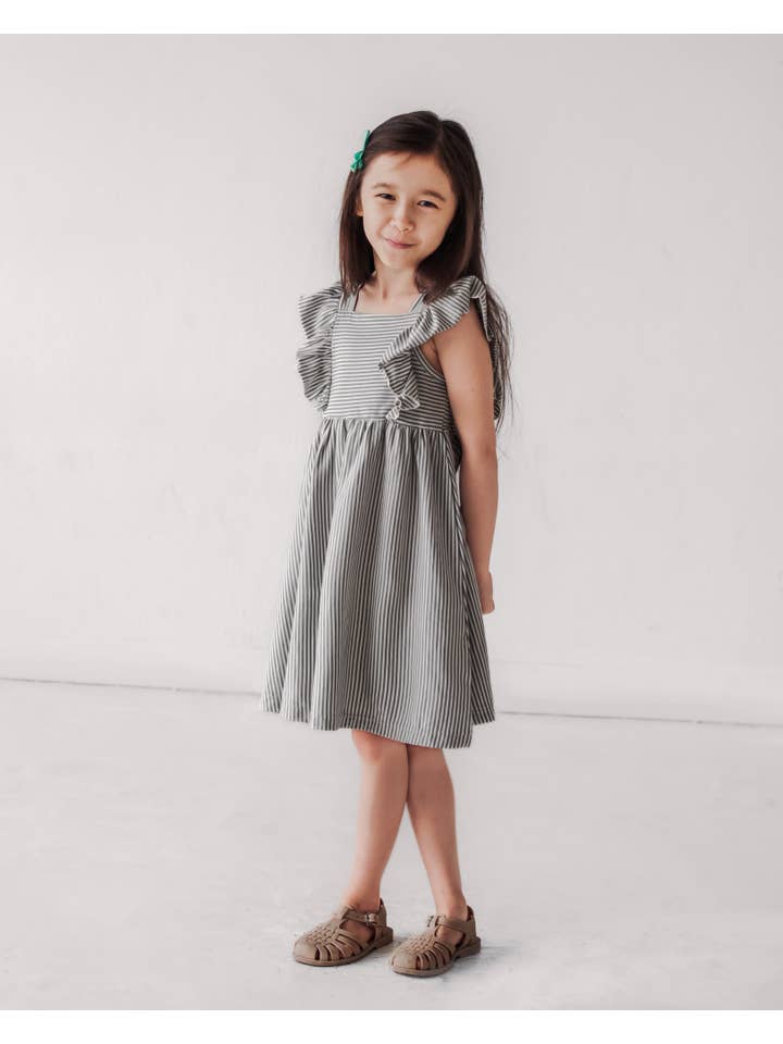 City Mouse Studio - Wholesale Dress - Kids - Flutter Tank Dress- Steel Stripe