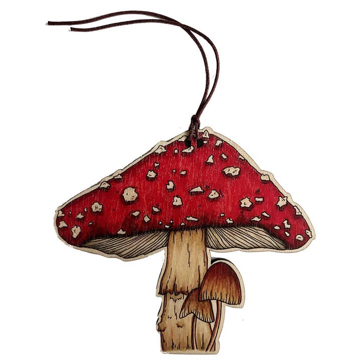 Fearless Flamingo – wholesale Ornament – Red Toadstool wooden Christmas tree decoration | Eco 3