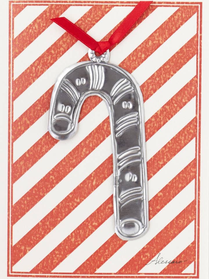 Candy Cane Keepsake Ornament on Greeting Card for wholesale by Alessaro Designs