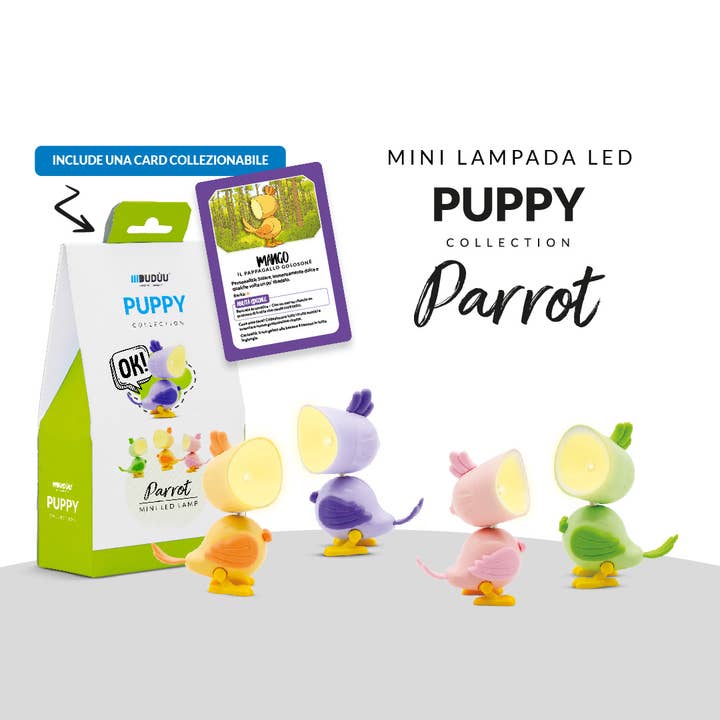 Dudùu Puppy Parrot - Mini Lampada LED - Gadget Regalo per la vendita all'ingrosso da parte di VIBES SRLS