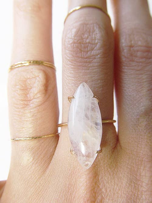 Friedasophie - Wholesale Single Stone/Solitaire Ring - Marquise Moonstone Gold Ring0