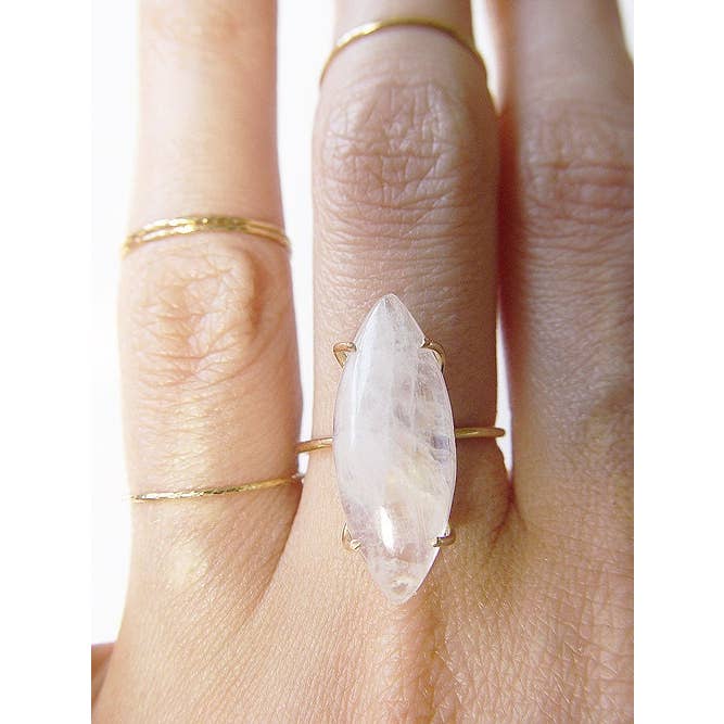 Friedasophie - Wholesale Single Stone/Solitaire Ring - Marquise Moonstone Gold Ring