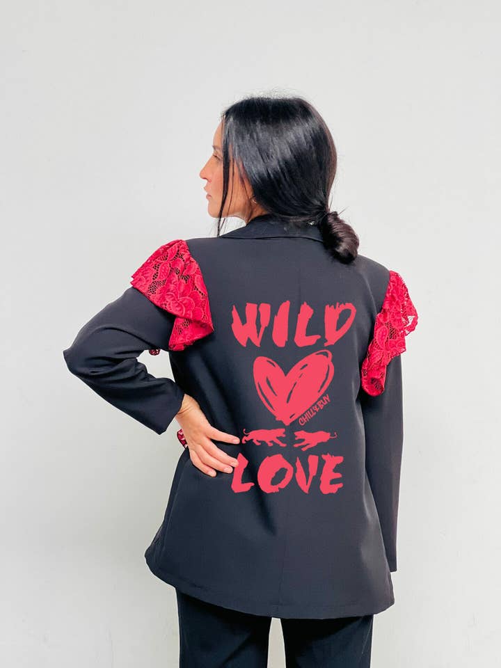 Wild Love Black Lace Ruffle Blazer for wholesale by Chill&Buy