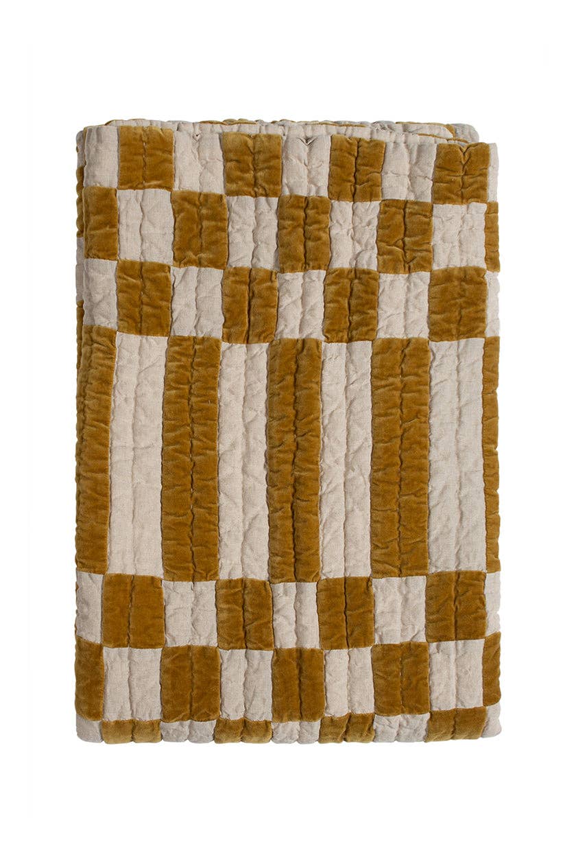 Niki Jones - Wholesale Quilt - Checkerboard Throw Golden Lichen2