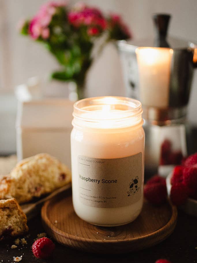 Raspberry Scone 12 oz Candle for wholesale by Flora Candle Company