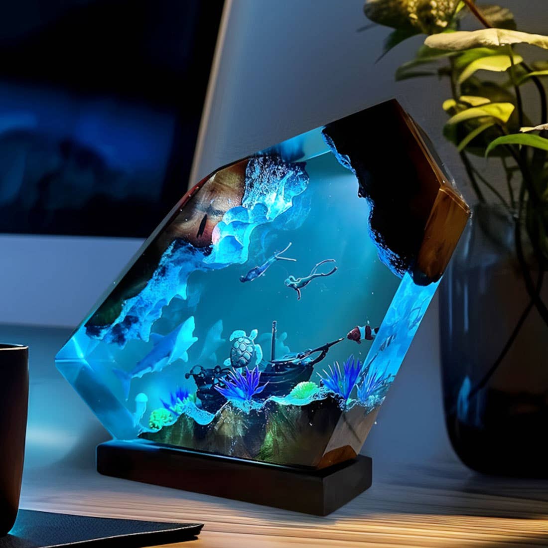 VIVZONE - Vente Veilleuses - Lampe de chevet à résine époxy8