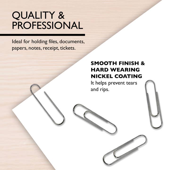 BAZIC Products - Wholesale Paperclip - Paper Clip (33mm) No.1 Regular Silver (200/Pack)3