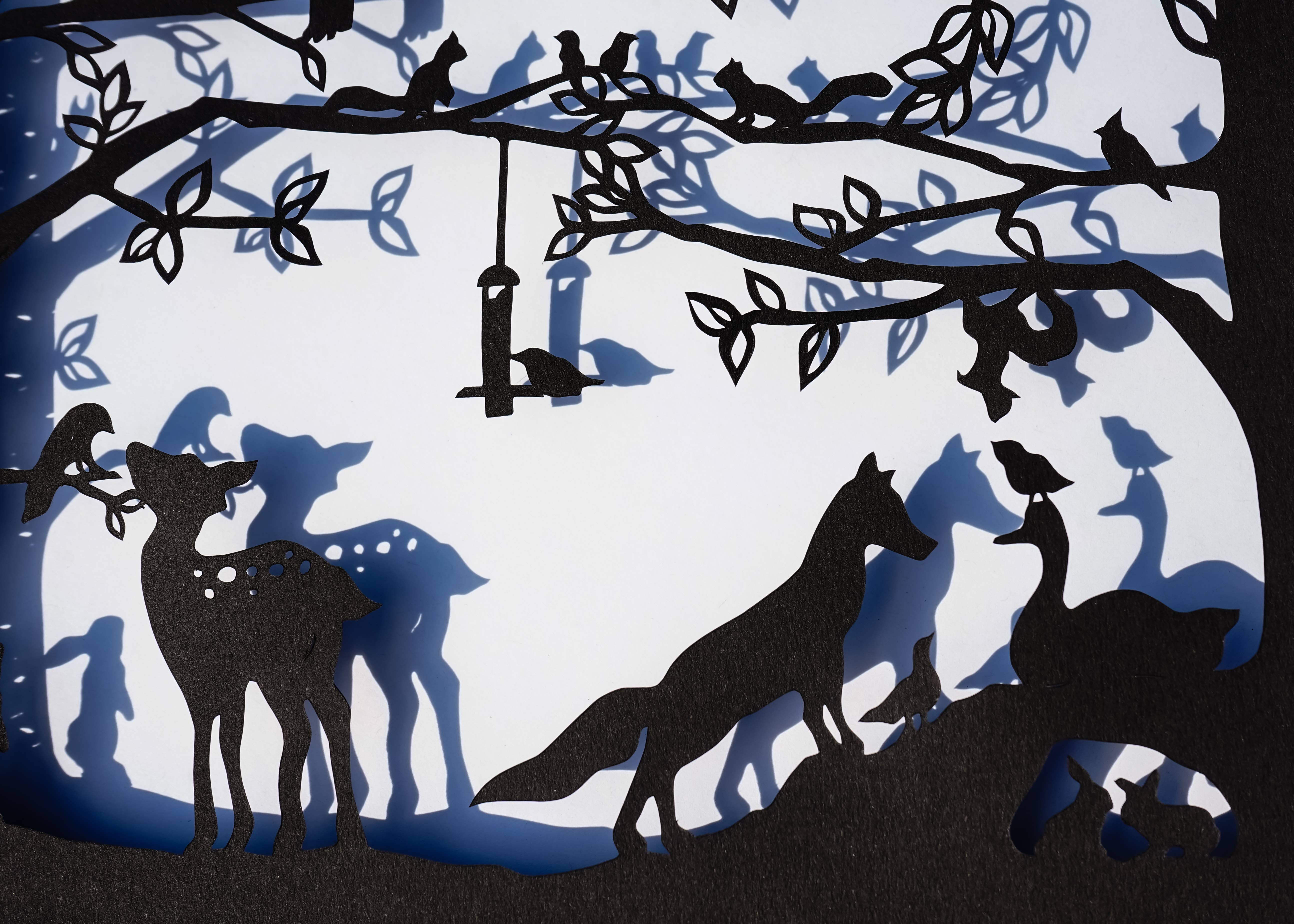 Squirrel Tacos Papercuts - Wholesale Art Print - Framed Hand Cut Paper Art 8x10 - The Secret Meeting4