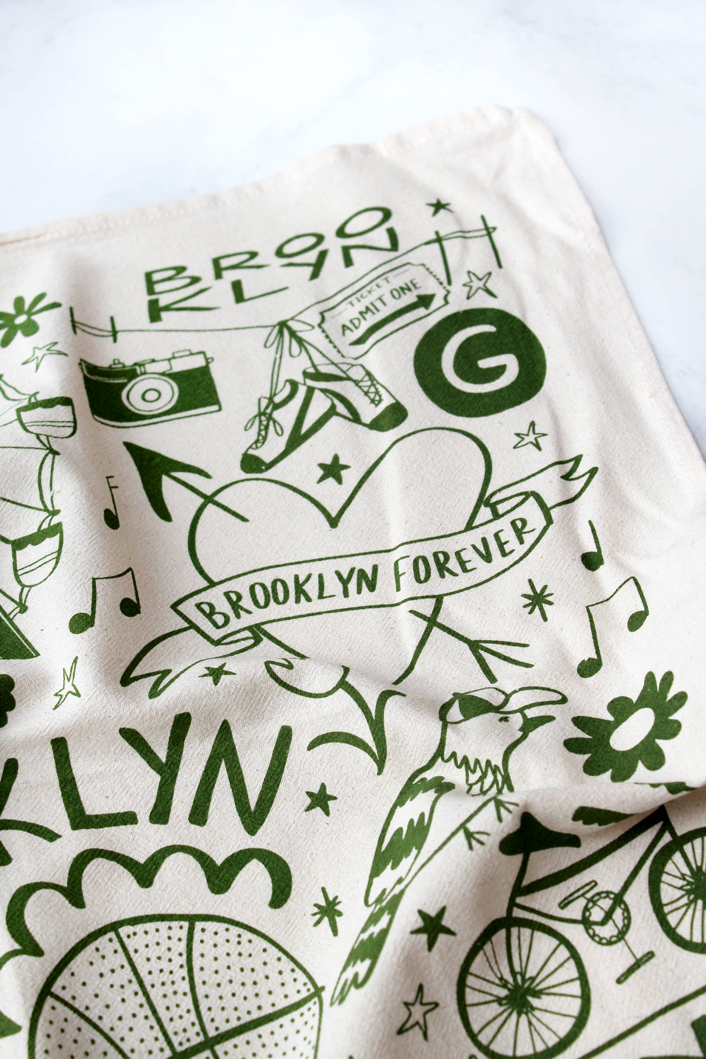 Calhoun & Co. - Wholesale Tea Towel - Brooklyn Forever Screen Printed Tea Towel1