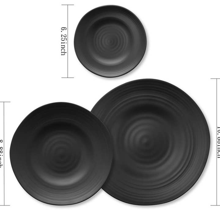 LeadingWare – wholesale Dinner plate – Gourmet Black Satin Melamine Round Plate4